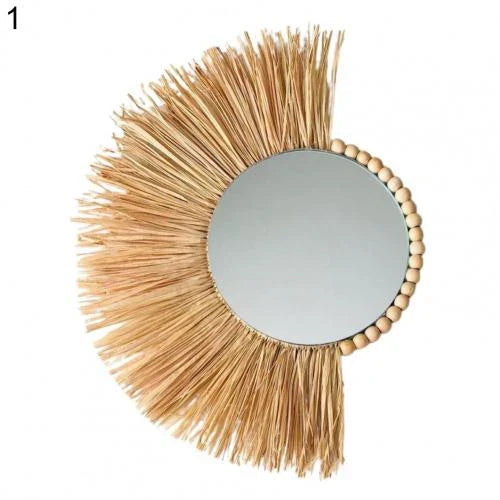 Decorazione da Parete Boho in Raffia – Autentica e Atmosferica