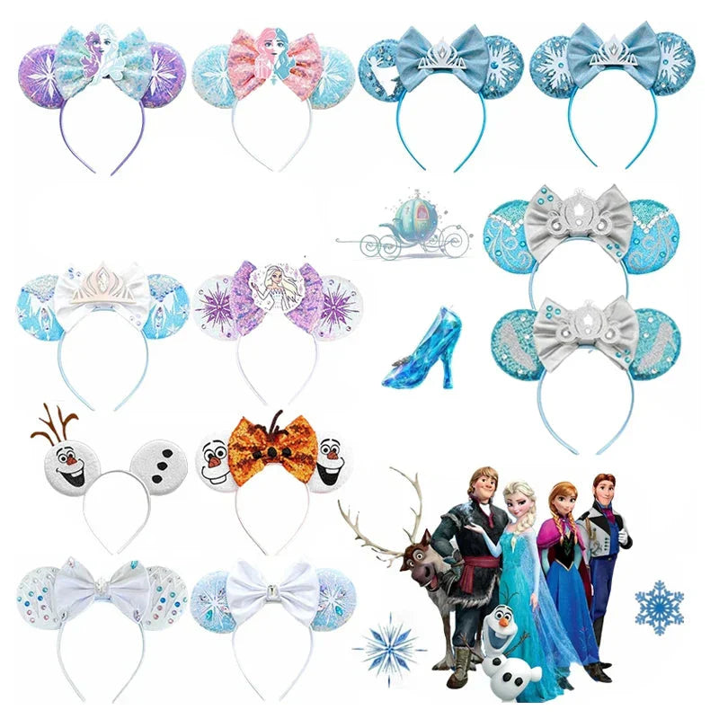 Accessori per Capelli Frozen – Cerchietti con Orecchie di Topolino di Elsa e Anna per Bambine