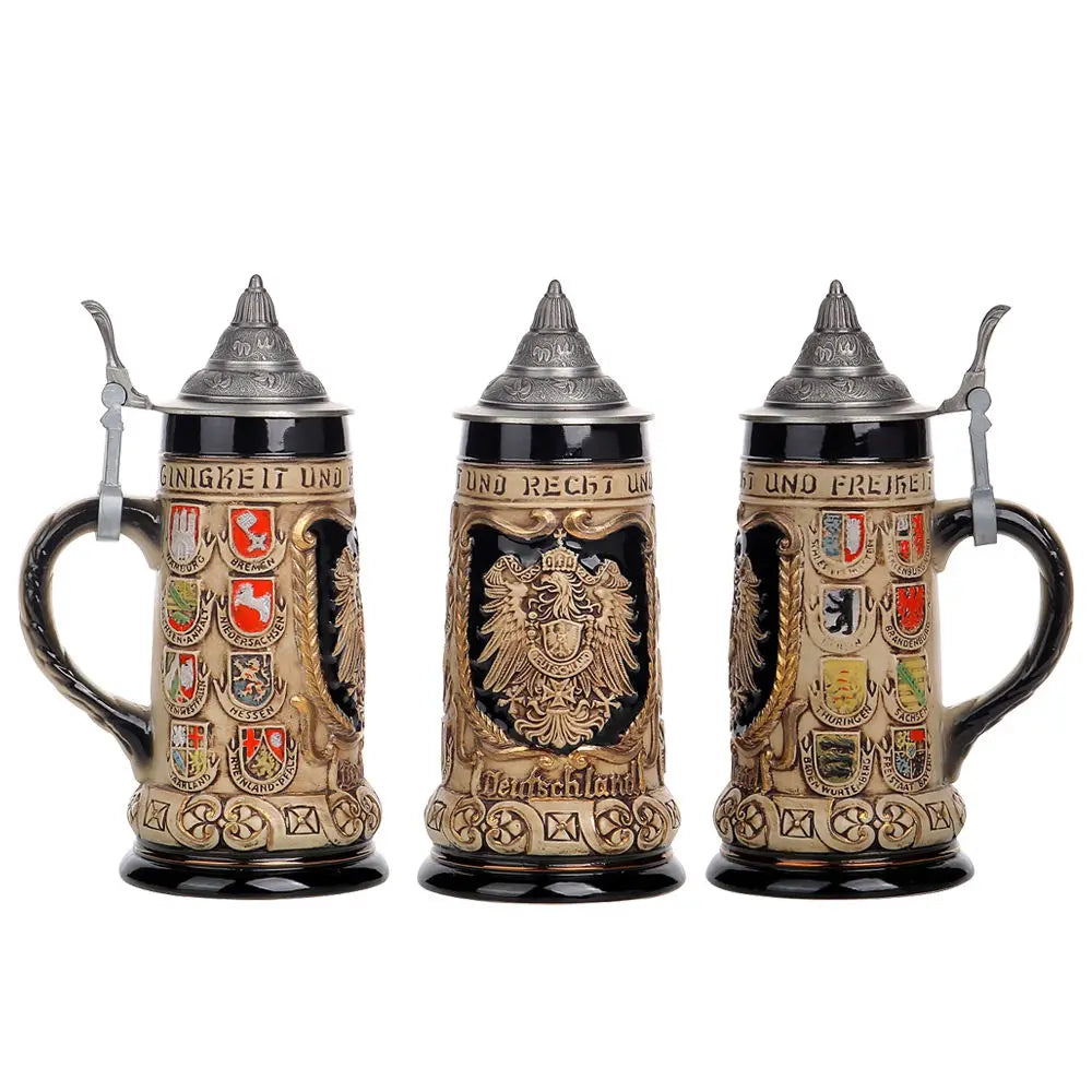 Boccale da Birra con Rilievo e Coperchio in Peltro (0,8 L) – Boccale Bavaria Oktoberfest 2025
