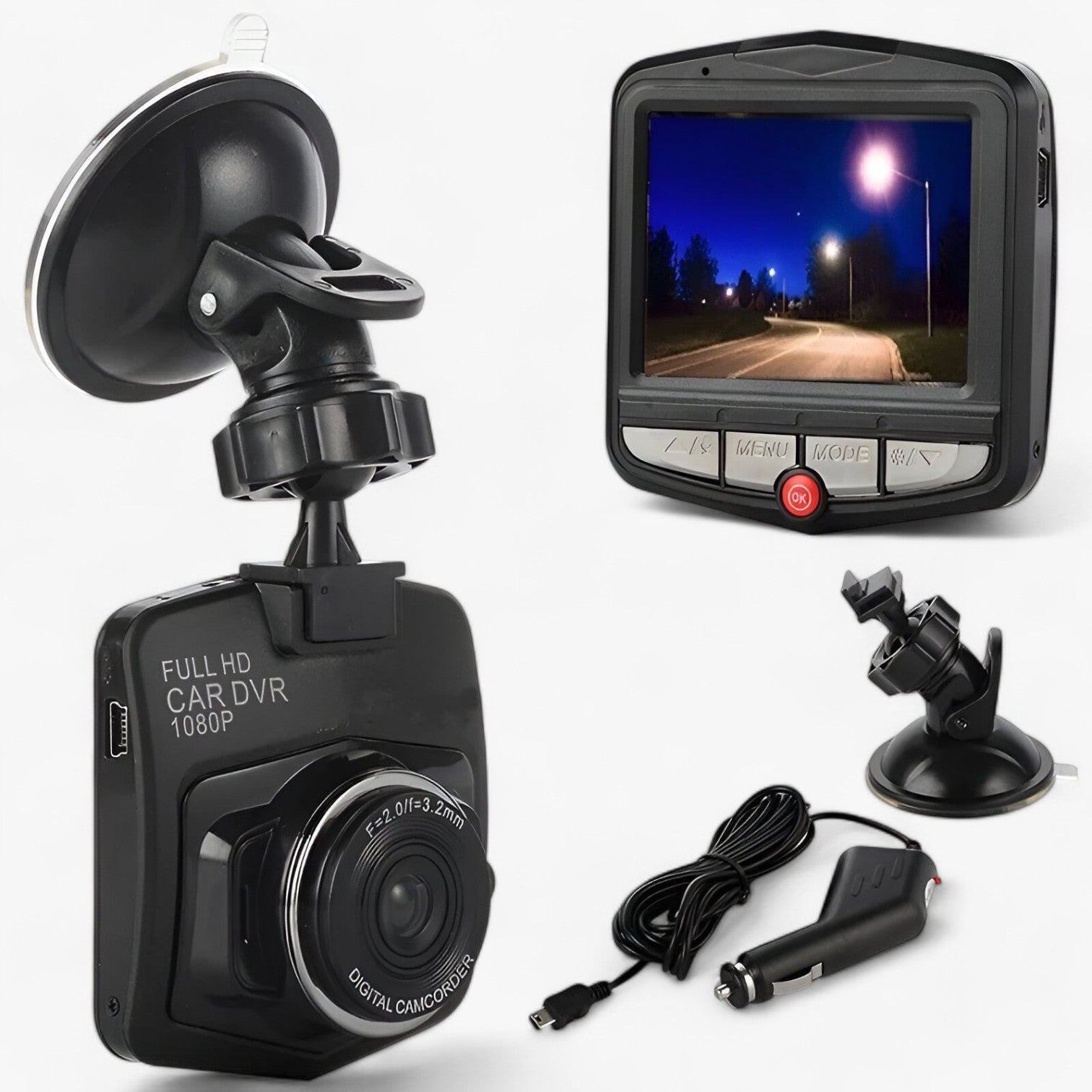 Dashcam compatta 1080p HD – Visione Notturna con Registrazione in Loop