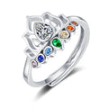Bague en argent des sept chakras, fleur de lotus porte-bonheur Plus