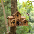 SongbirdHaven Handmade Wooden Birdhouse with 6 Entrances for Your Garden