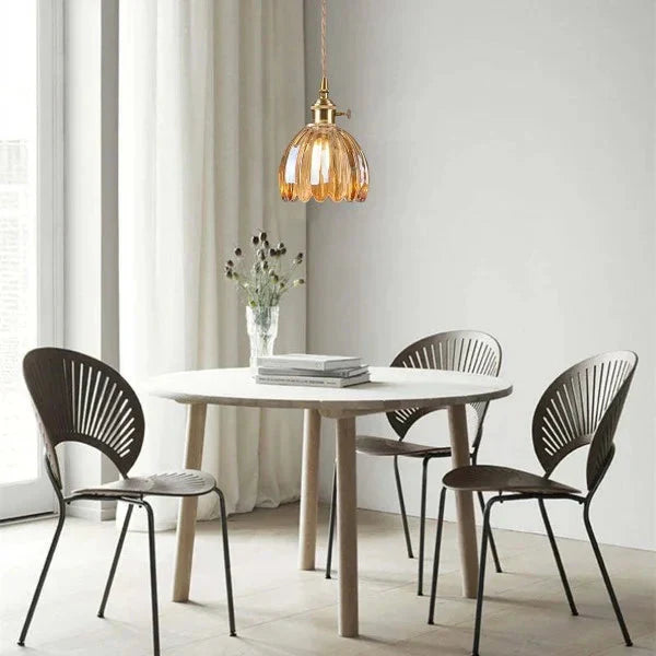 Lampada a Sospensione Opaliere Retro con Fiore | Lampada in vetro artigianale con luce calda per l'atmosfera di camere da letto, bar e ristoranti