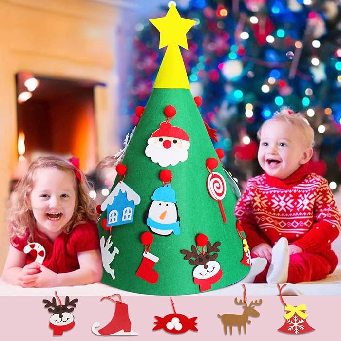Albero di Natale in feltro per decorazioni fai-da-te – con 30 elementi decorativi