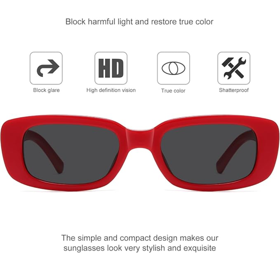 Occhiali da sole rettangolari retro Y2K per l'estate 2025 - Aria