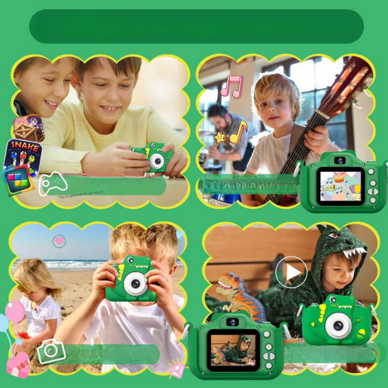 Macchina Fotografica per Bambini con Funzione HD e Design di Dinosauro per le Prime Avventure Fotografiche