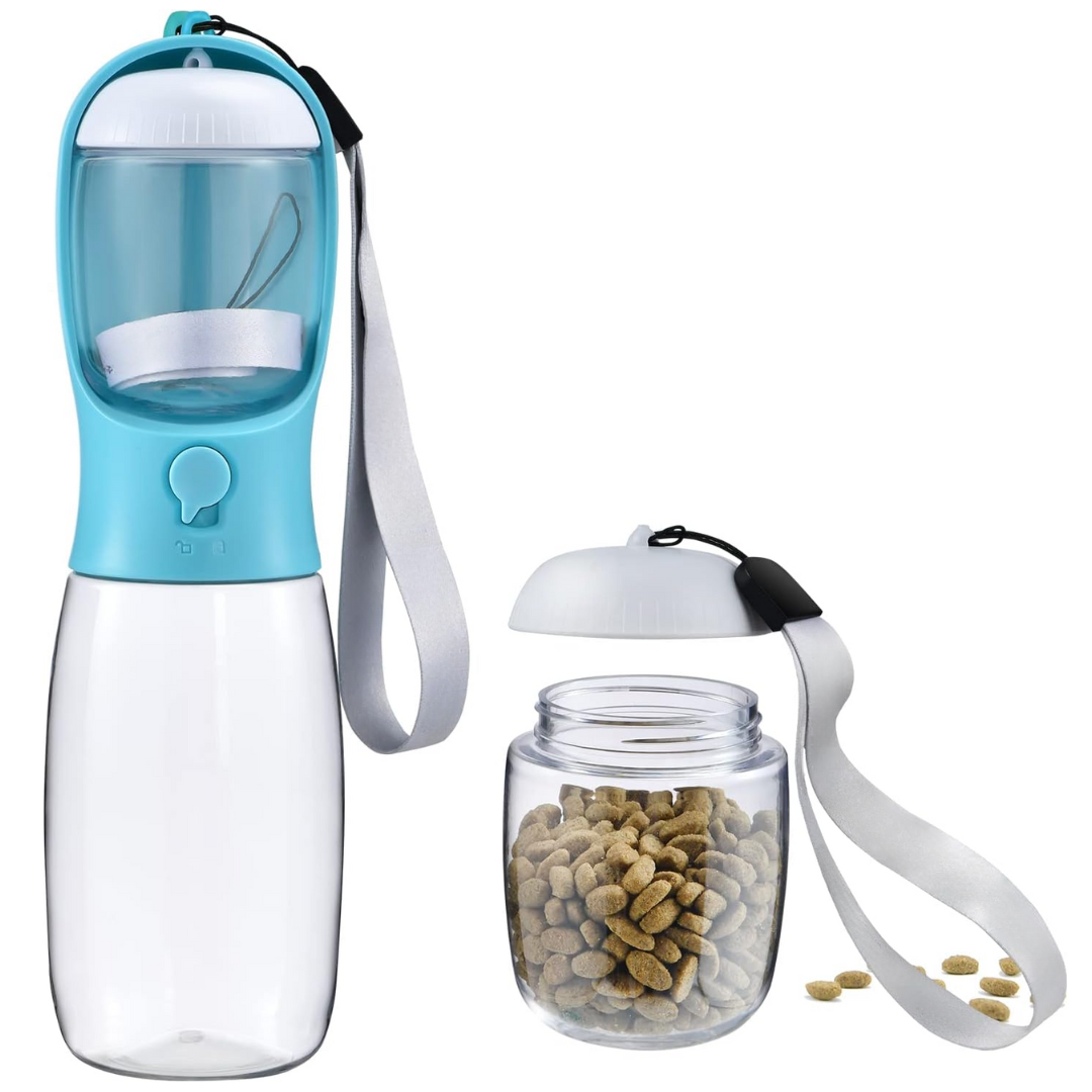 Bottiglia d'Acqua Portatile per Cani & Contenitore per Cibo