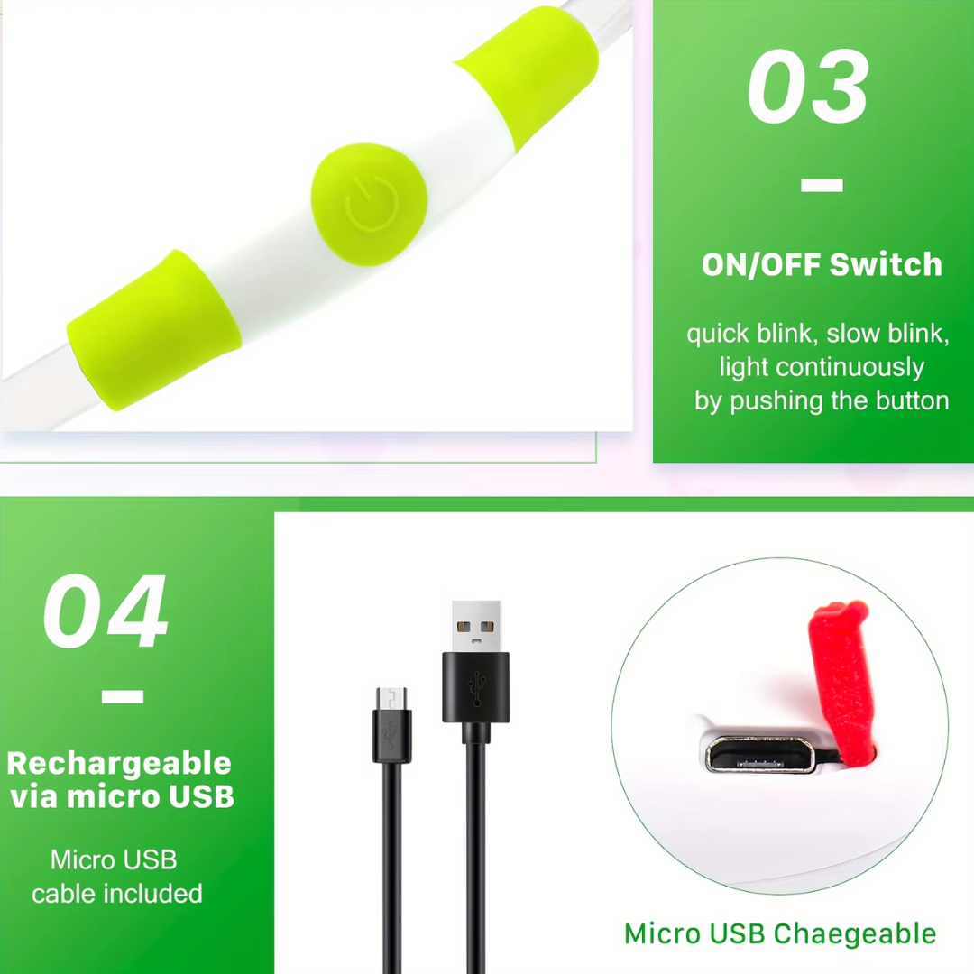 Collare per Cani GlowSafe LED – Luce di Sicurezza Ricaricabile USB
