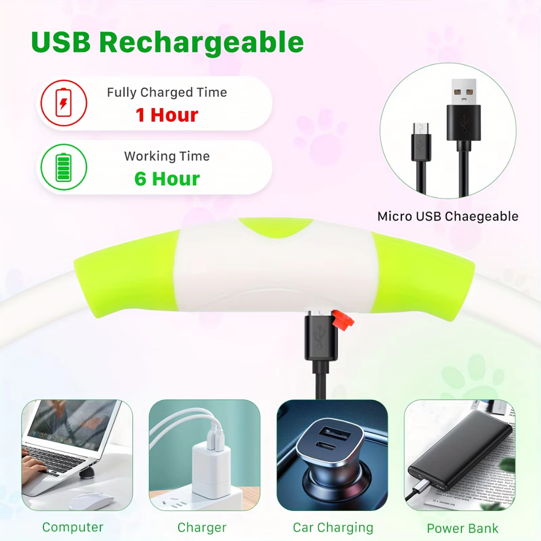 Collare per Cani GlowSafe LED – Luce di Sicurezza Ricaricabile USB