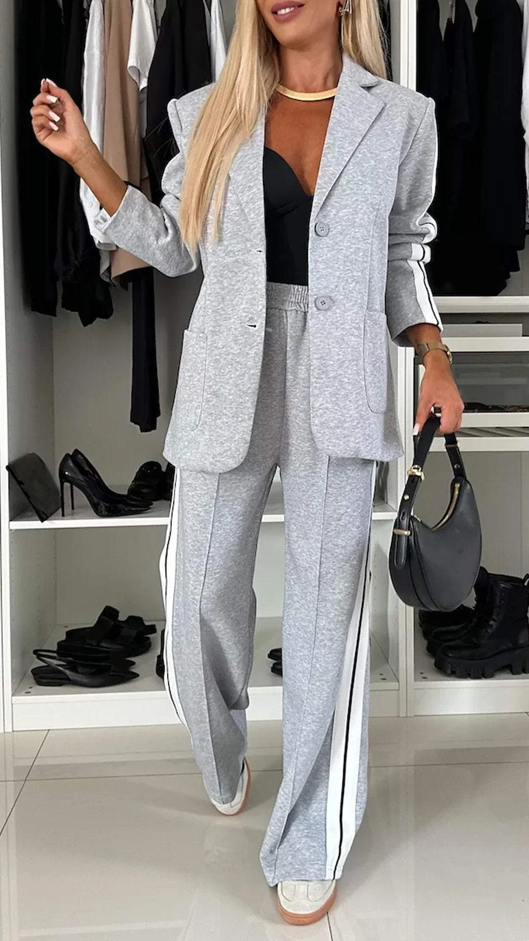 EliteEase VivaSet Set di 2 Pezzi | Blazer e Pantaloni a Vestibilità Relax per un Look Chic