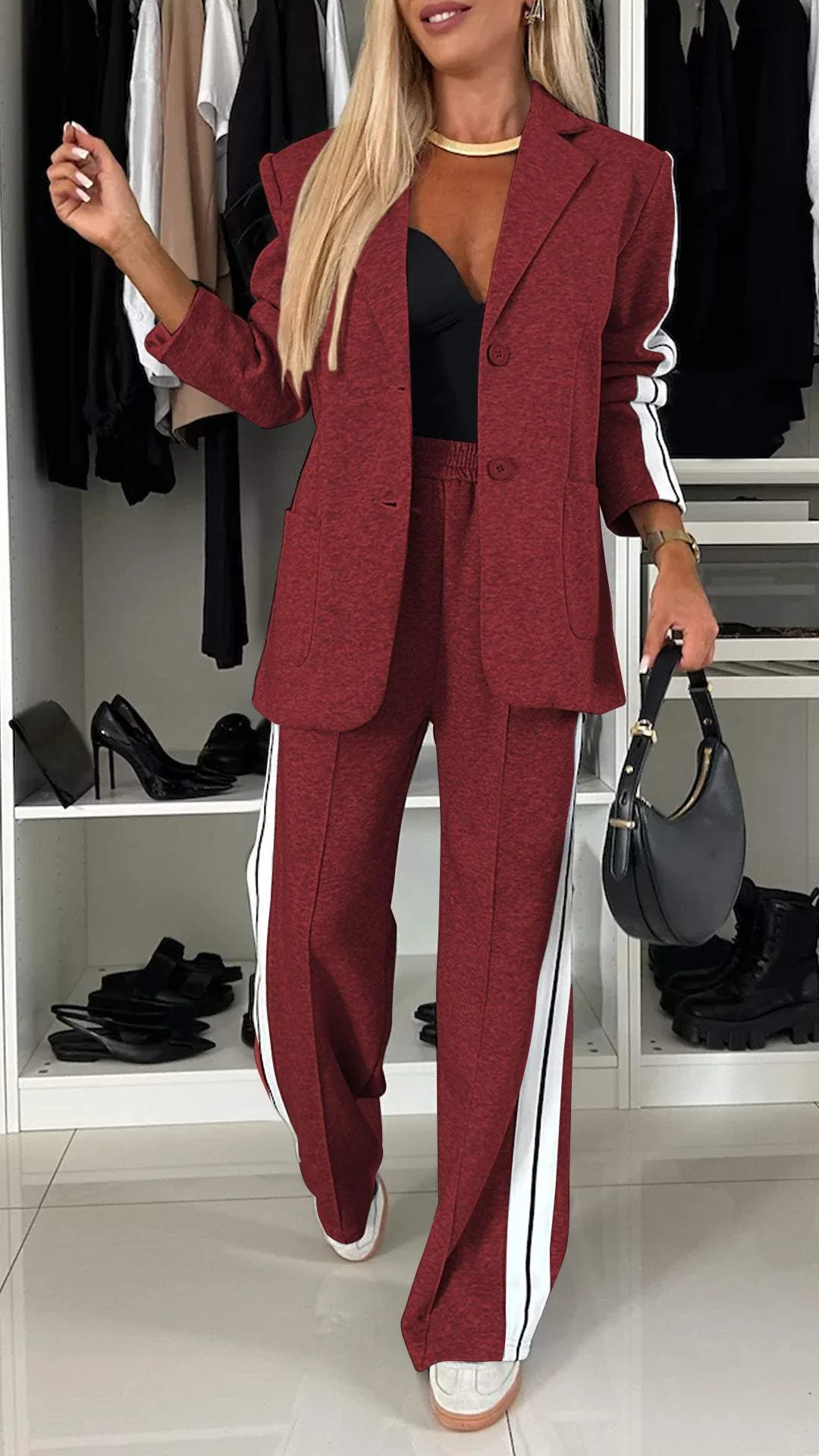 EliteEase VivaSet Set di 2 Pezzi | Blazer e Pantaloni a Vestibilità Relax per un Look Chic