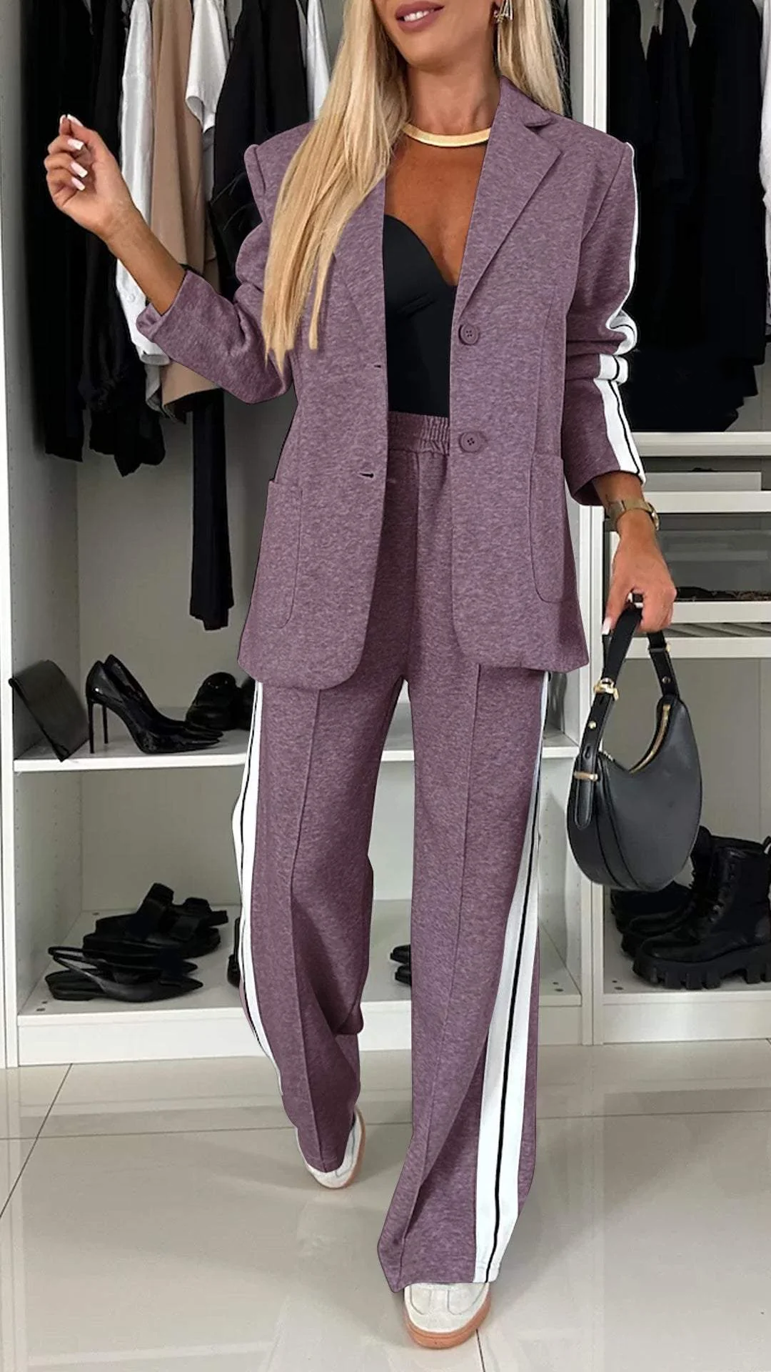 EliteEase VivaSet Set di 2 Pezzi | Blazer e Pantaloni a Vestibilità Relax per un Look Chic