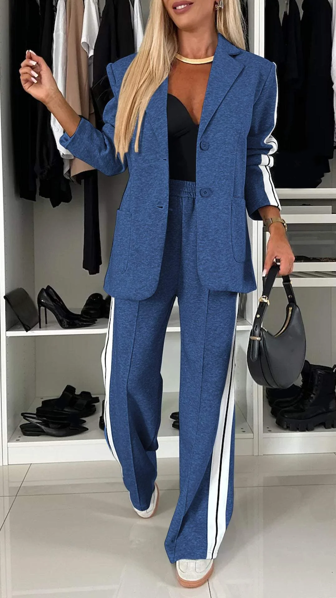 EliteEase VivaSet Set di 2 Pezzi | Blazer e Pantaloni a Vestibilità Relax per un Look Chic