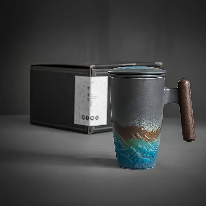 Tazza da tè in ceramica fatta a mano con infusore – Design autentico e uso pratico