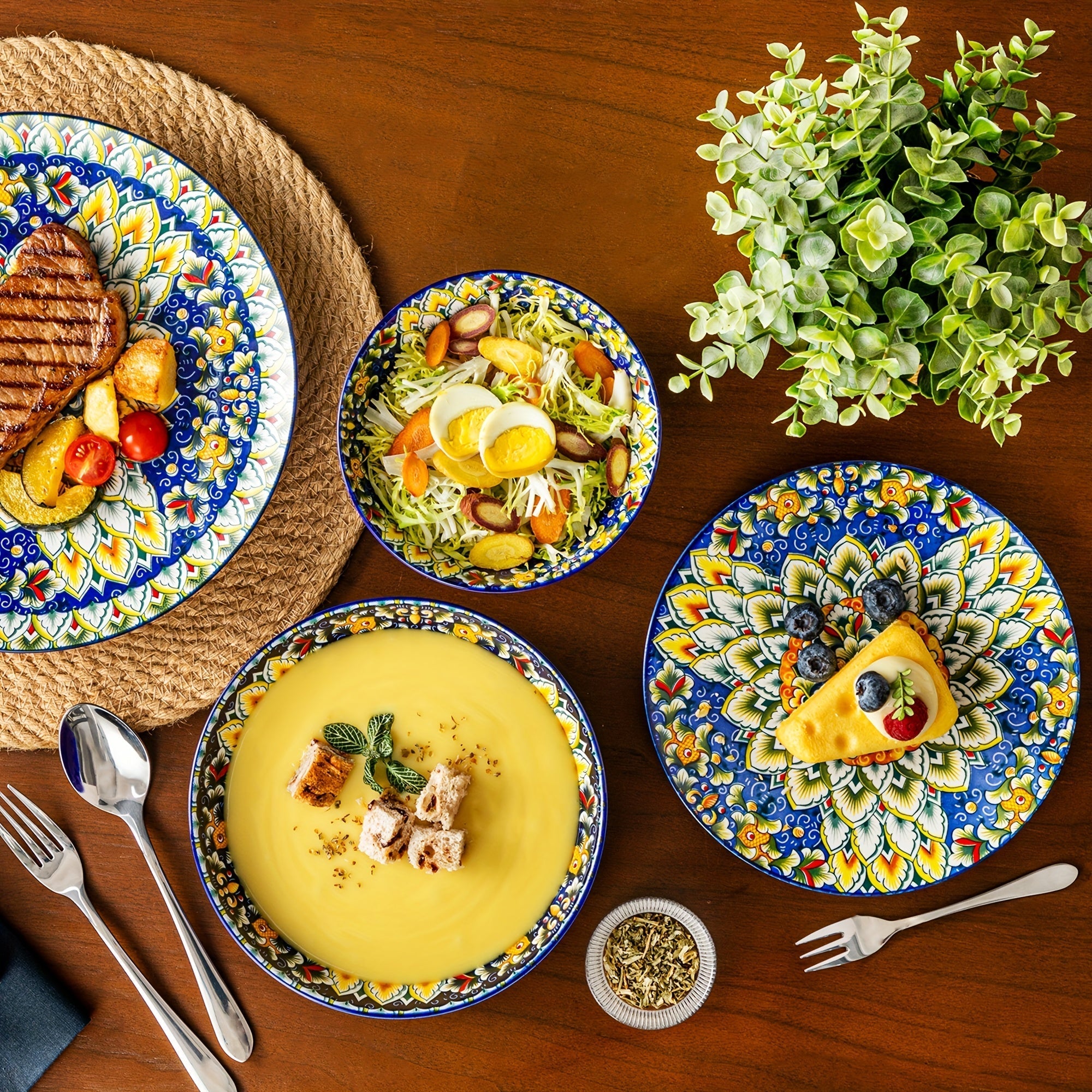Set da Pranzo da 24 Pezzi – Ceramica in Stile Bohemien