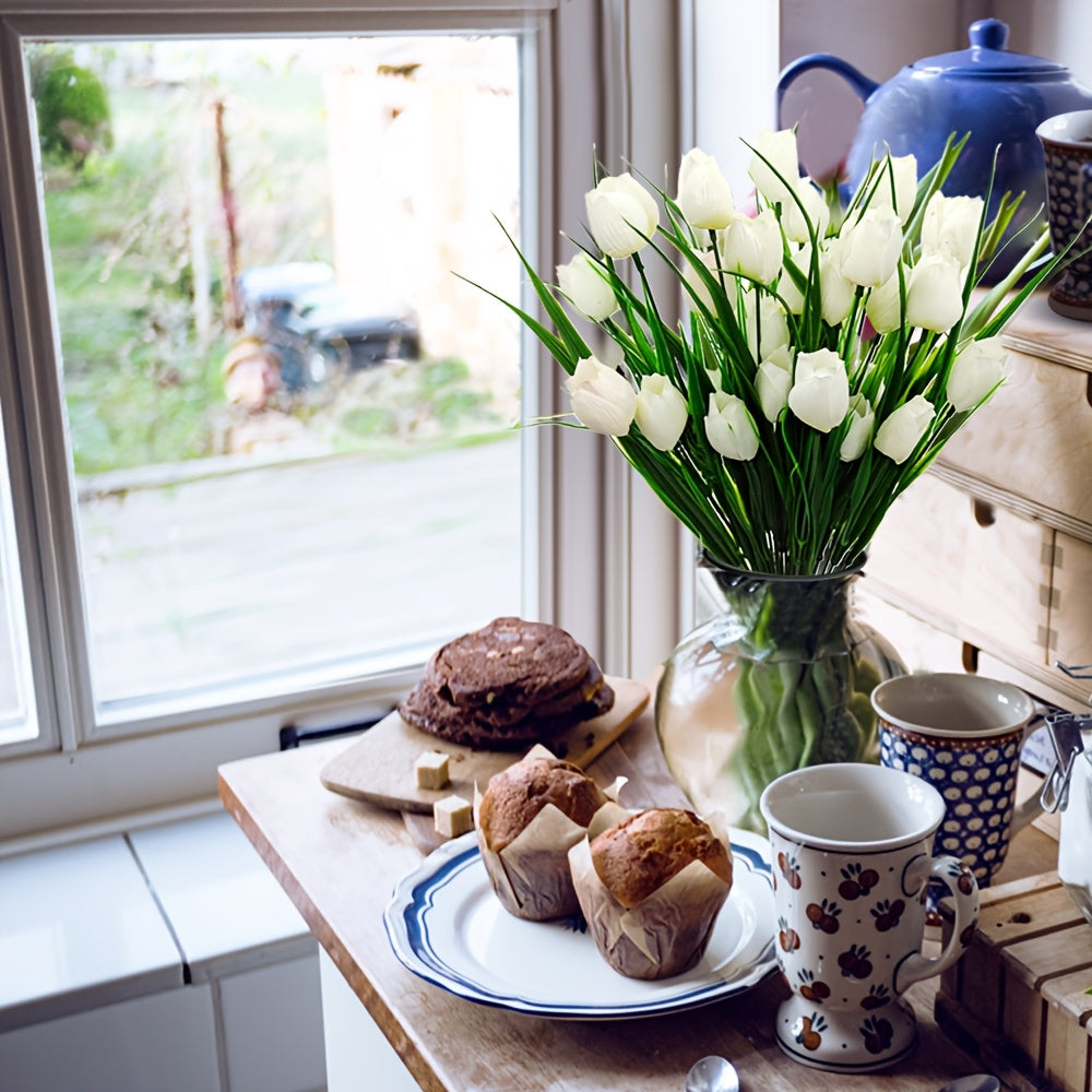 Set di 6 Mazzi di Tulipani Artificiali – Resistenti ai UV e Realistici per Decorazione di Giardini e Interni