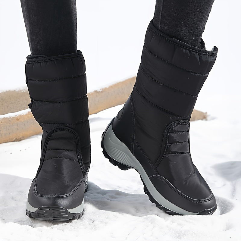 Stivali da Neve Mid-Cut per Donne – Stivali Invernali Caldi con Suola Antiscivolo e Chiusura in Velcro