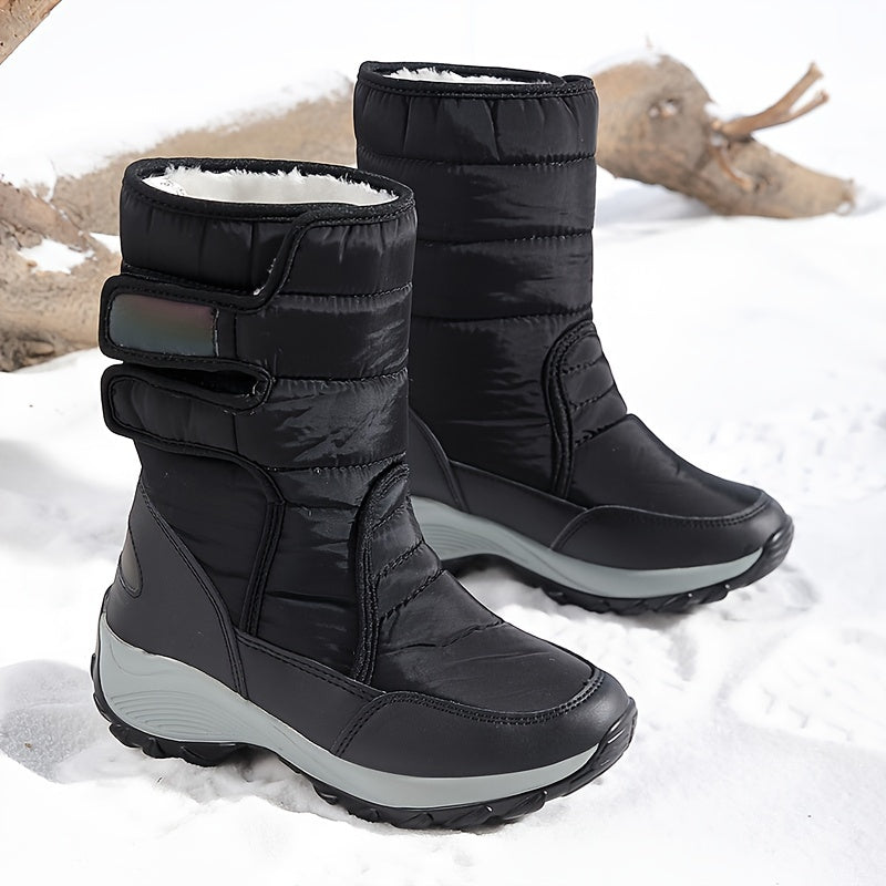 Stivali da Neve Mid-Cut per Donne – Stivali Invernali Caldi con Suola Antiscivolo e Chiusura in Velcro