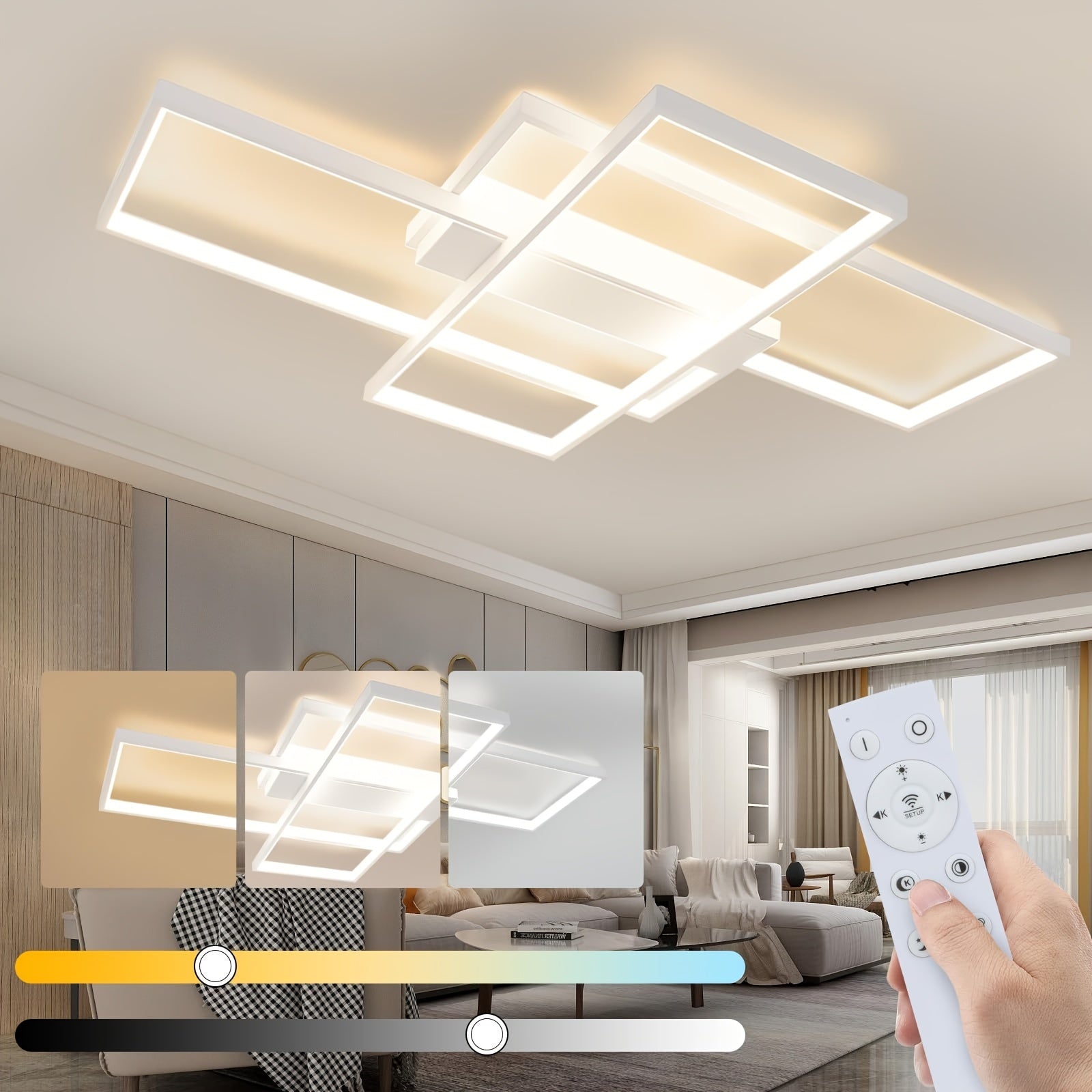 Moderna Lampada da Soffitto LED con Design Geometrico – Dimmerabile e con Telecomando
