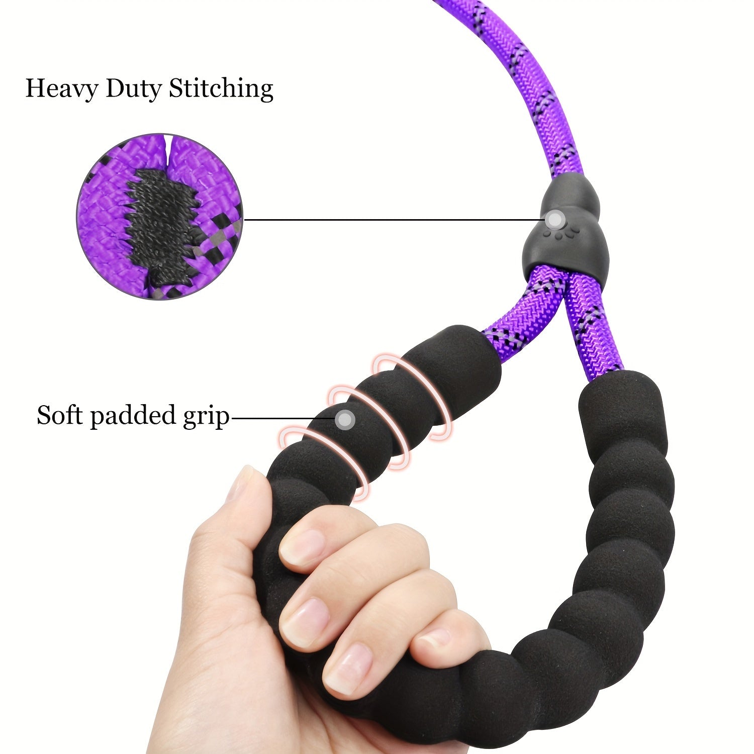 Guinzaglio Riflettente per Cani con Manico Imbottito – Regolabile e Durevole per Tutti i Cani