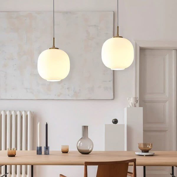 Lampadario Moderno - Design in Vetro Opalino