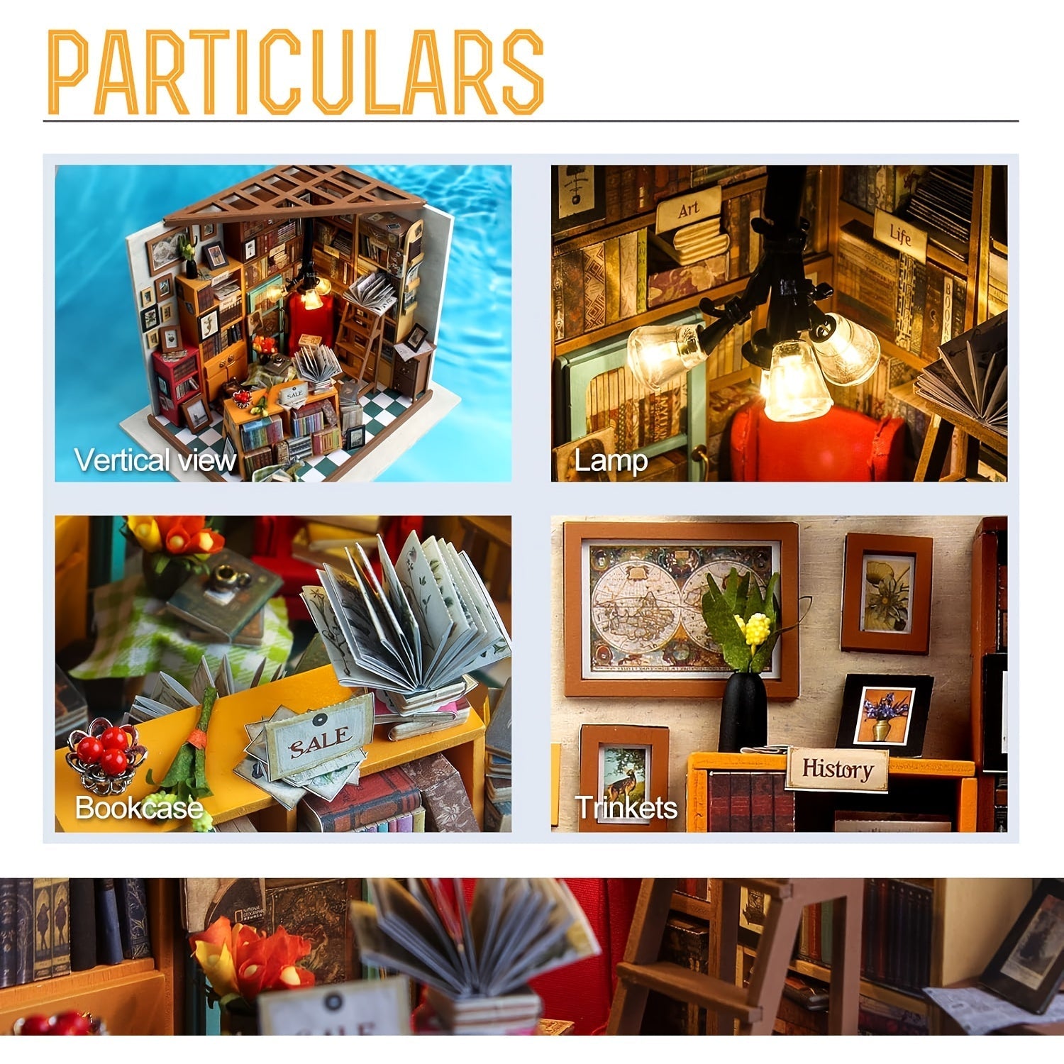 Kit di Casa in Miniatura Fai-da-Te – Studio di Sam con Librerie e Mobili Dettagliati