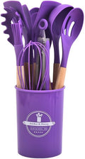 Silicone Kitchen Utensil Set | Non-Stick Safe | Wooden Handle | Heat Resistant