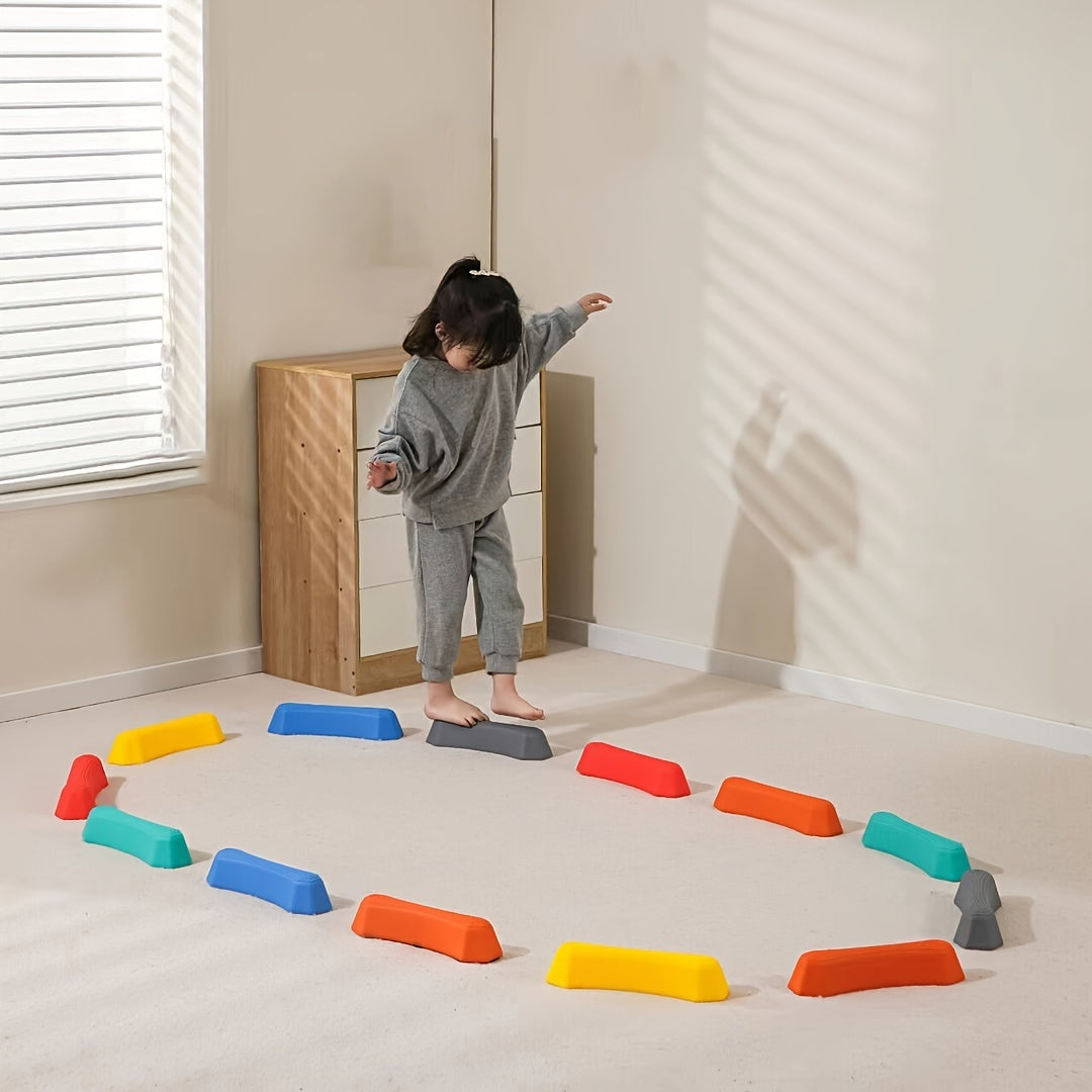 Set di Blocchi di Equilibrio Educativi per Bambini – Pietre Colorate per Passi per Uso Interno ed Esterno