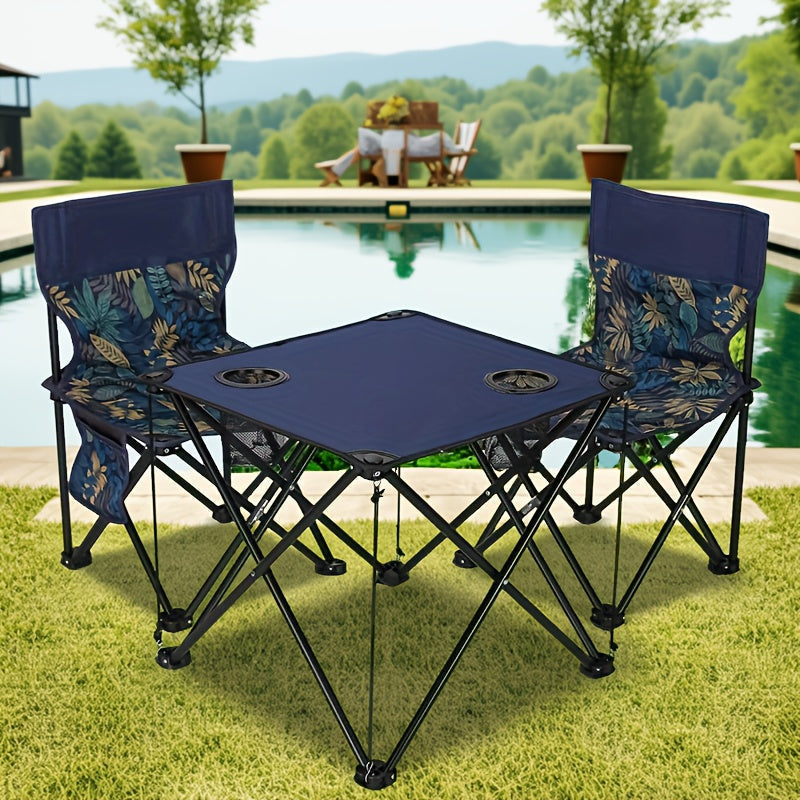 Set da Giardino Pieghevole con Tavolo e Sedie – Portatile per Campeggio e BBQ