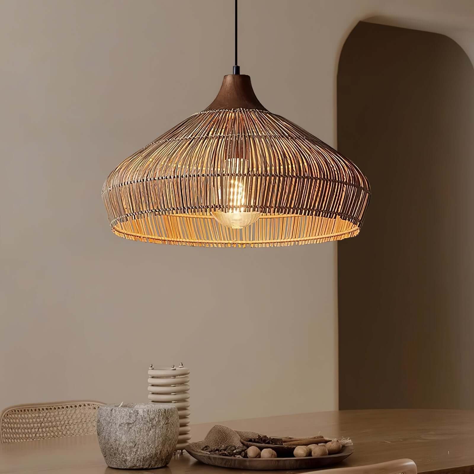 Lampada a Sospensione in Rattan - Stile Bohemien
