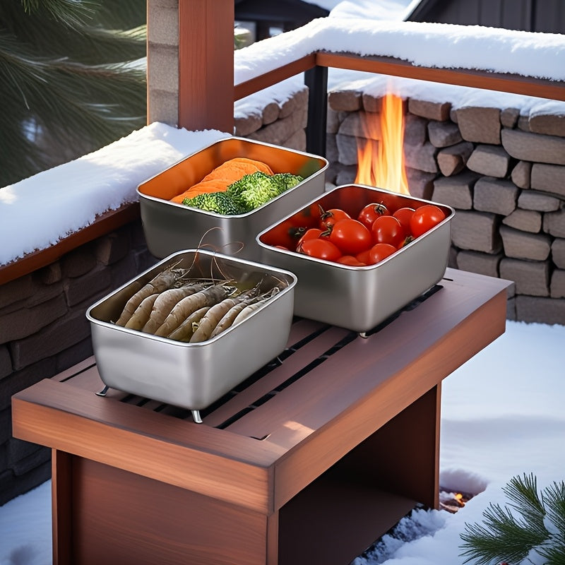 Set di Contenitori per Alimenti in Acciaio Inossidabile da 7 Pezzi – Contenitori Impermeabili e Impilabili per Casa o All'aperto