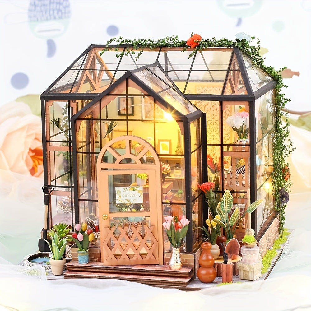 Miniatura Greenhouse Book Nook – Modello 3D Fai-da-te con Illuminazione LED