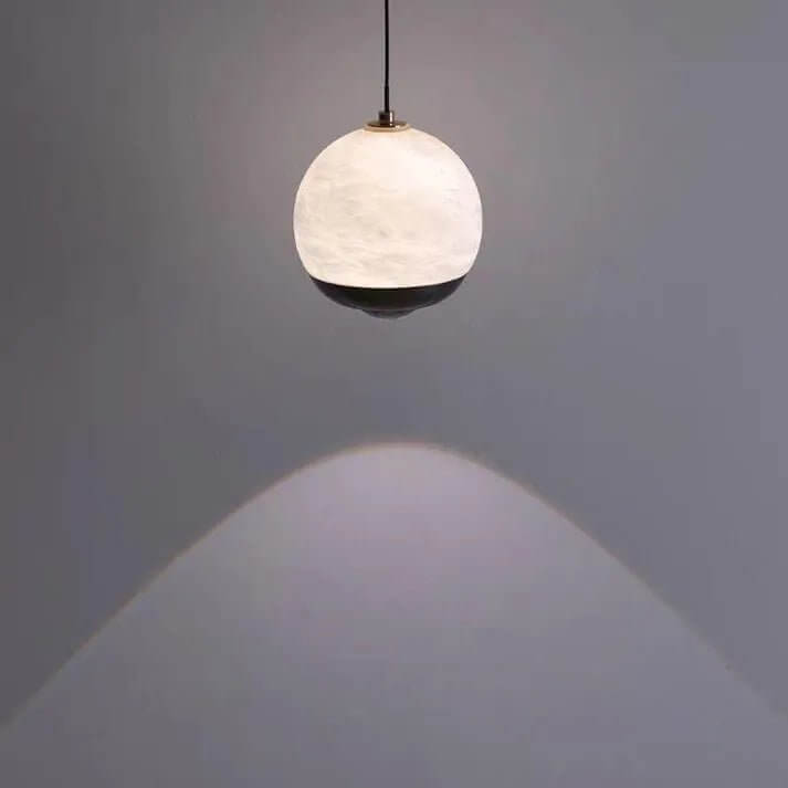 Lampadario - Sfera di Vetro Alabastro con Base in Marmo