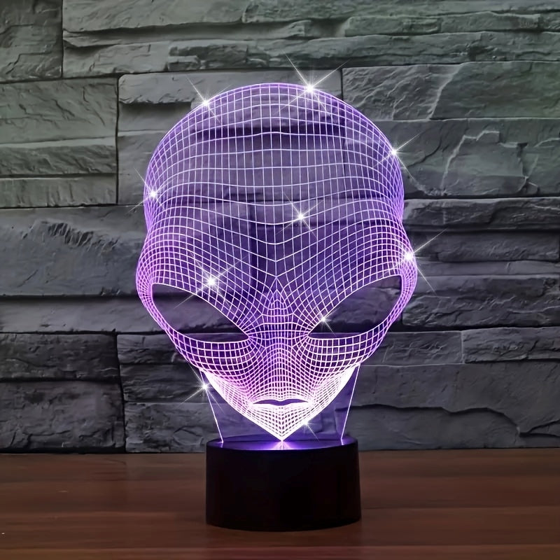Lampada da Tavolo LED 3D Testa di Alieno con 7 Colori - Lunaris