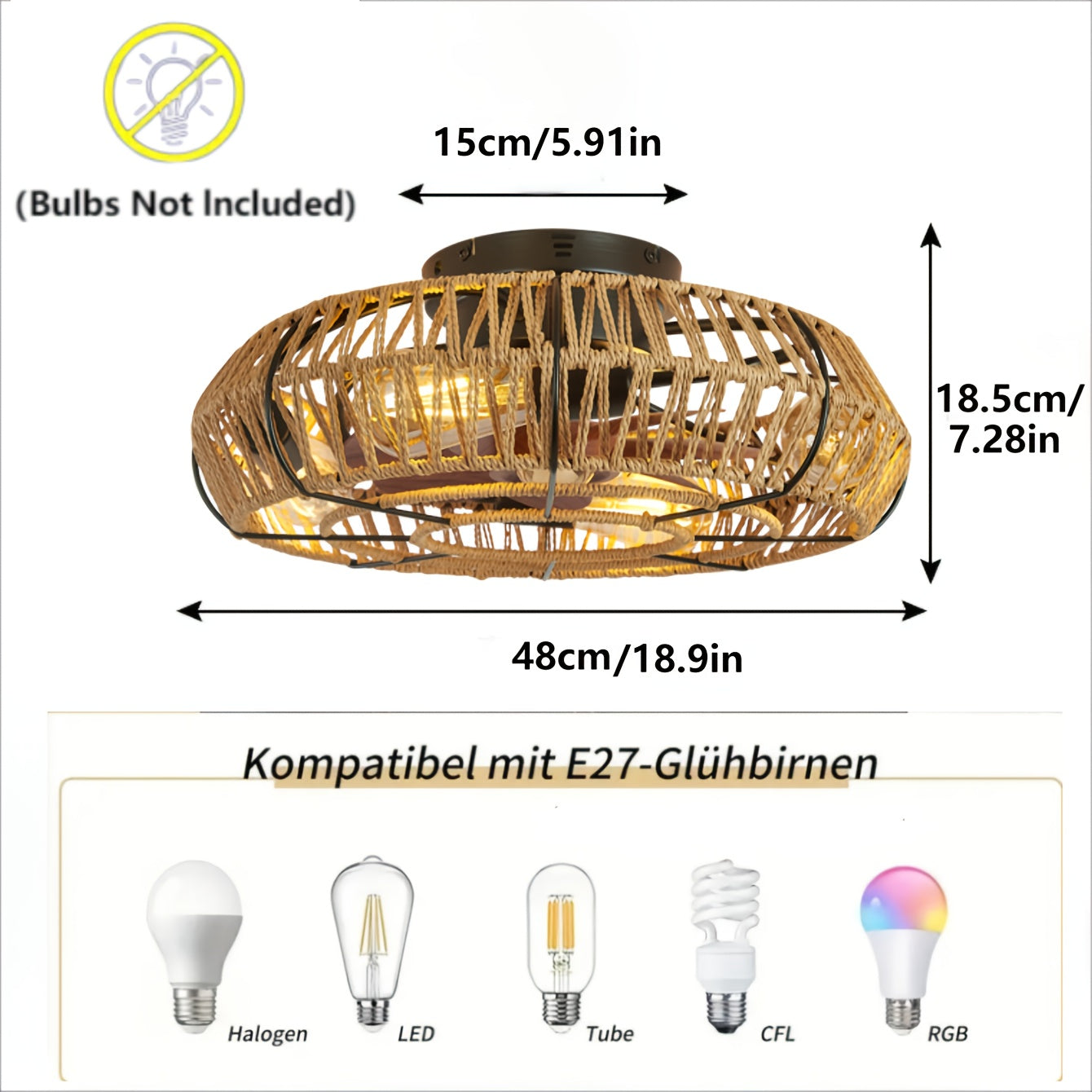 Ventilatore a soffitto in rattan intrecciato a mano – Stile Zen e funzionalità