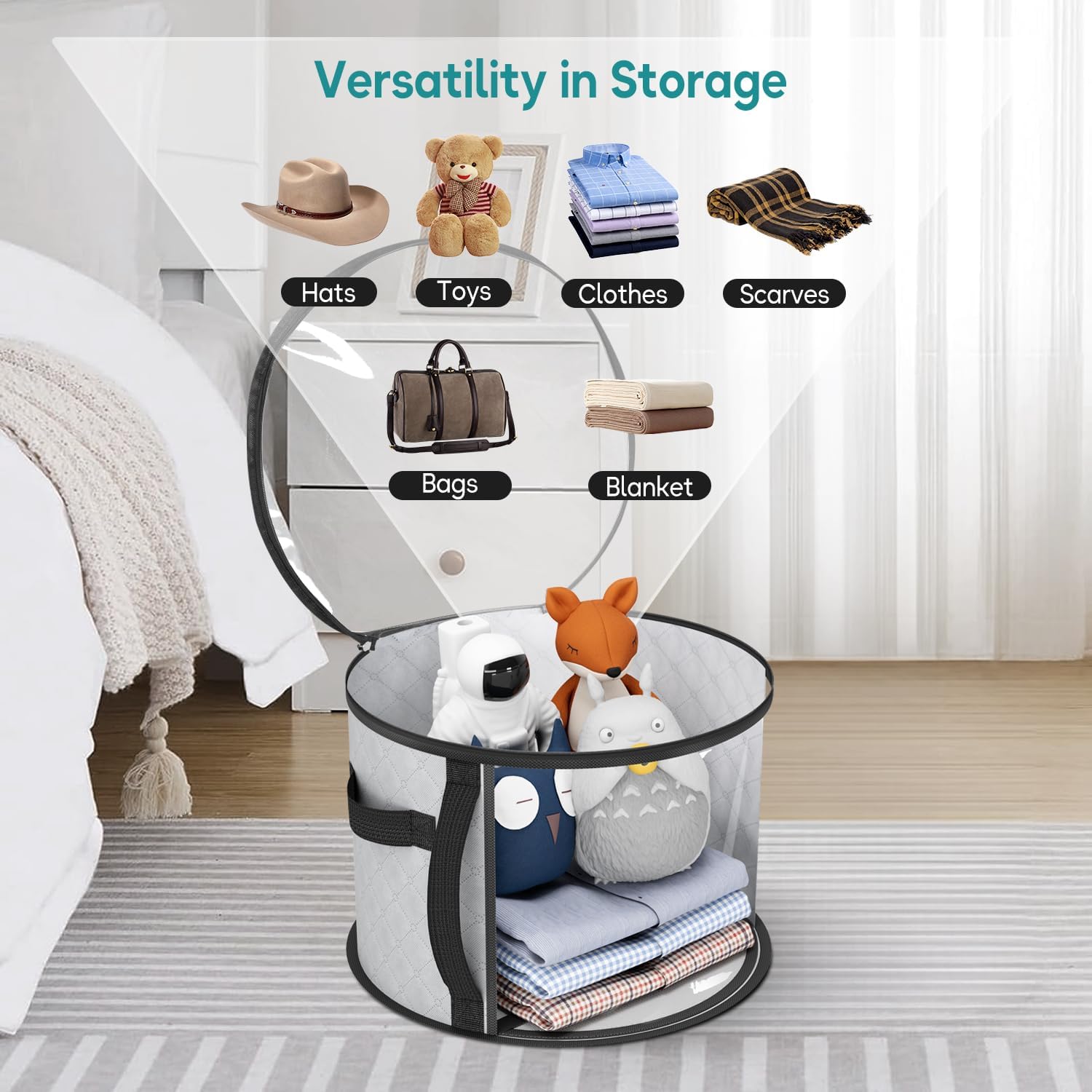 Scatola di Stoccaggio Trasparente per Cappelli Grande – Organizzatore per Cappelli a Tesa Larga con Manici (Compra 1, Prendi 1 GRATIS)