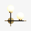 Aplique de parede LED design com barras em metal e esferas em vidro