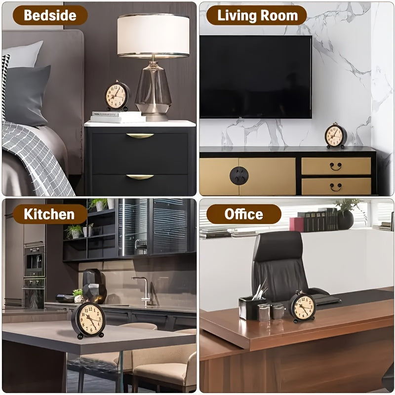 Orologio Alarm Retro in Metallo con Movimento Silenzioso – Dimensioni Classiche per Camera da Letto o Scrivania