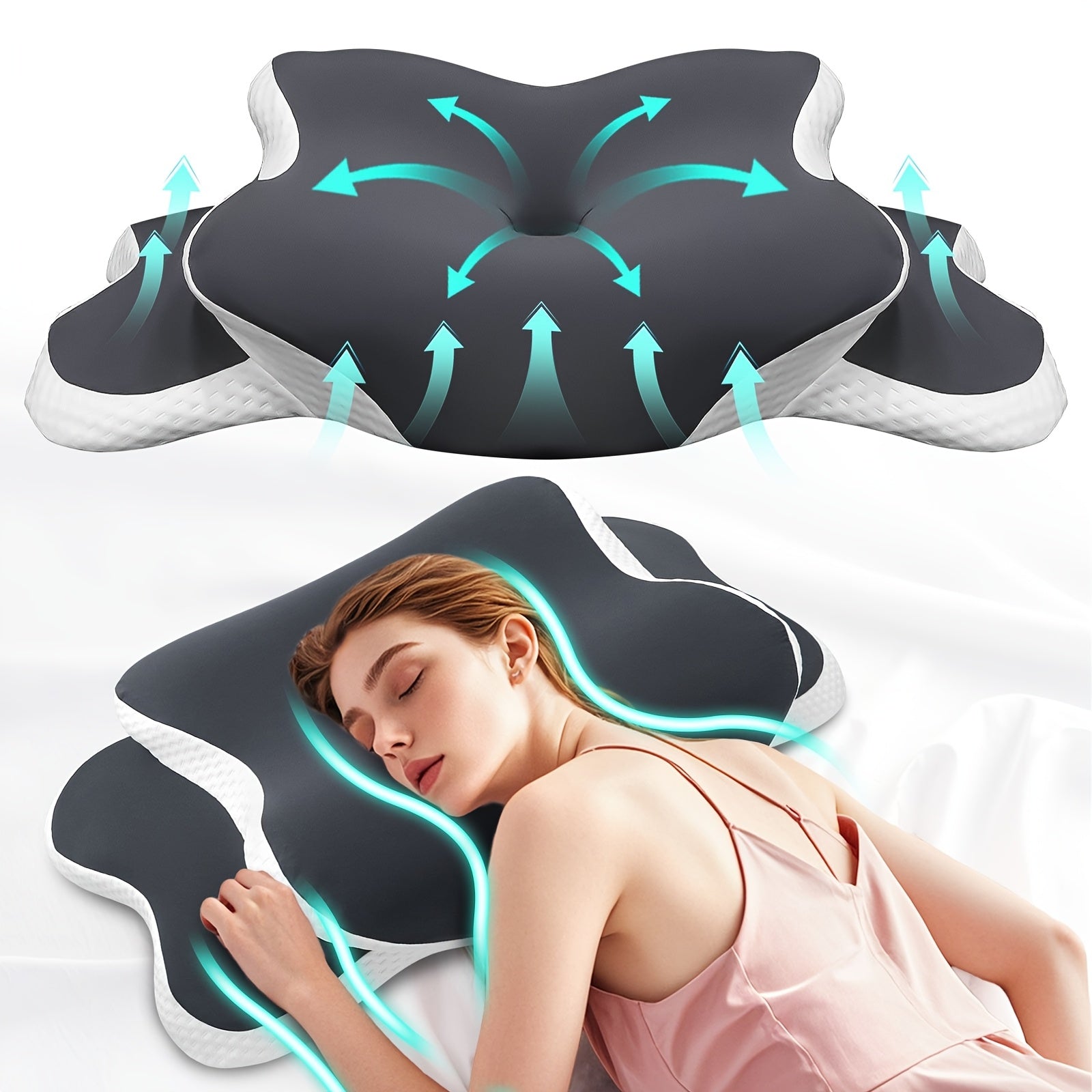 Cuscino Ergonomico in Memory Foam per il Collo – Per Comfort e Supporto Ottimali Durante la Notte