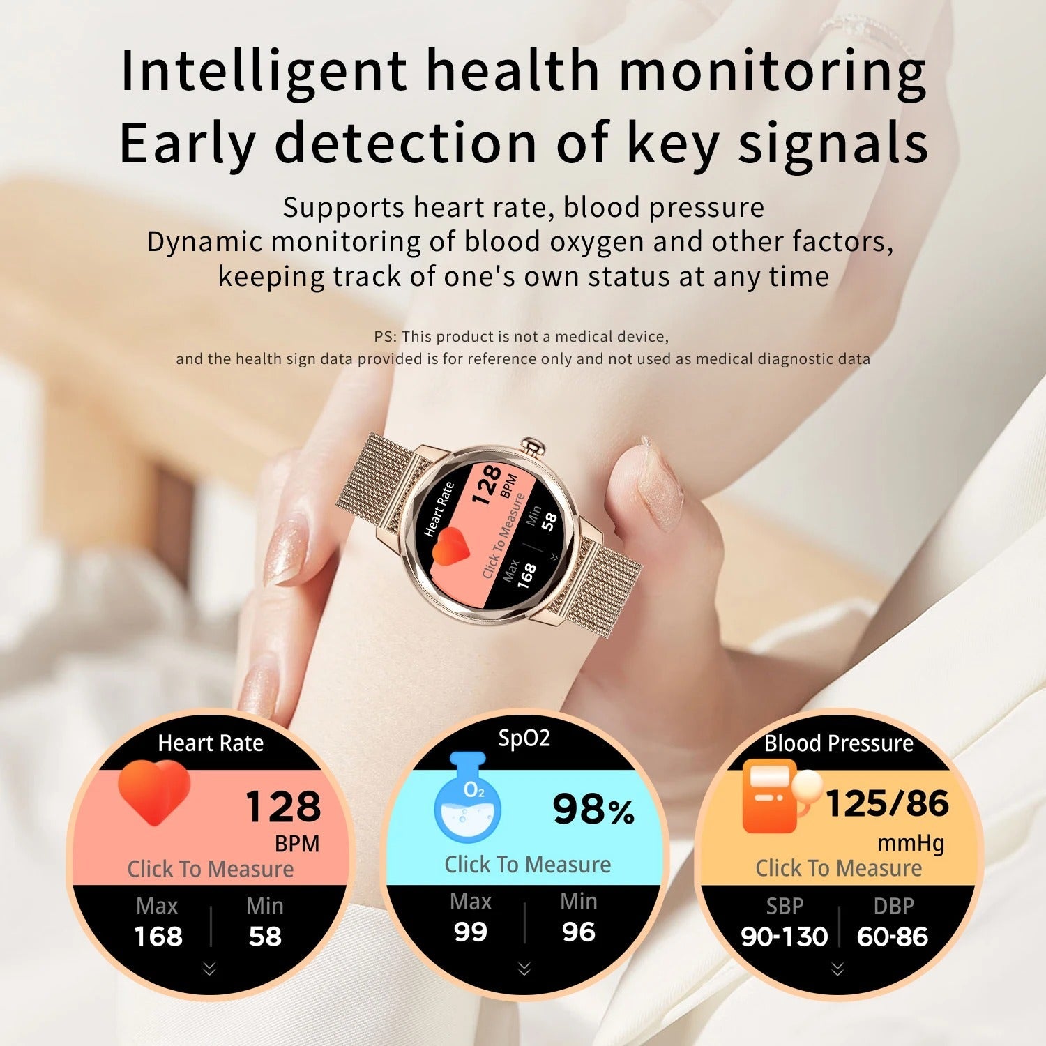 Orologio Smart da Donna Smart Gold – Orologio Sportivo di Lusso in Acciaio Inossidabile