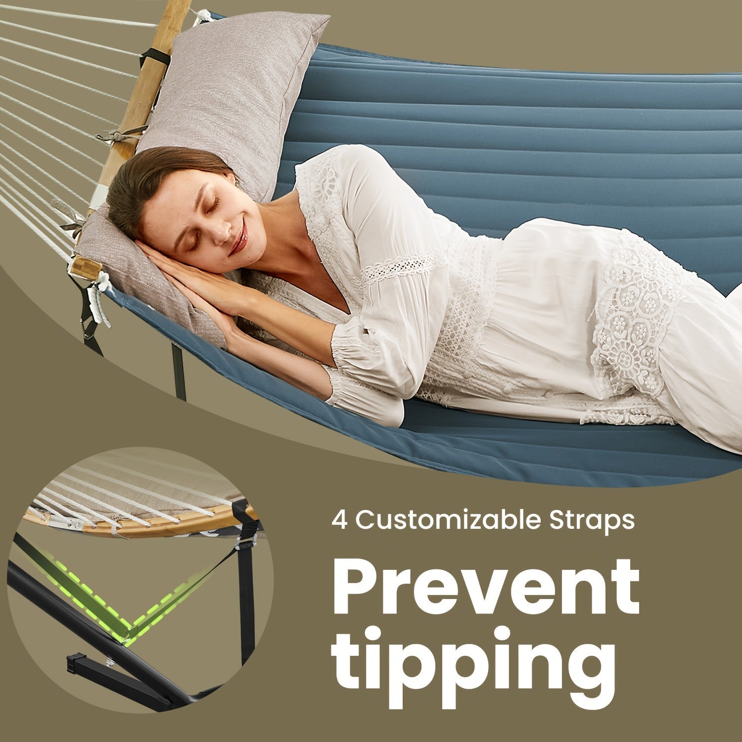 Amaca Imbottita con Struttura – Spreader e Cuscino in Bambù Confortevoli