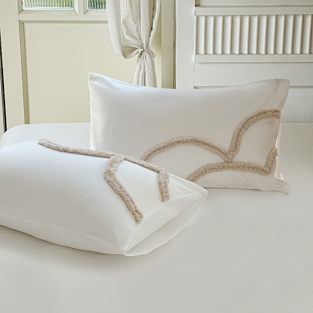 Set di Biancheria da Letto Trapuntato – Copriletto e Federe con Design di Grande Fiore