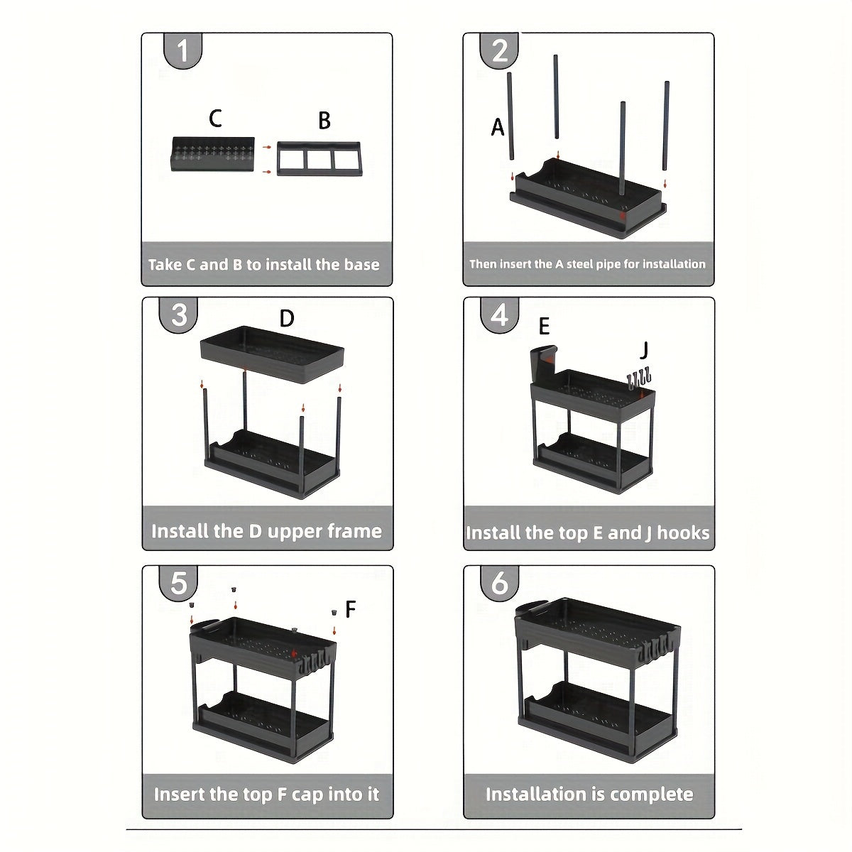 Organizzatore a 2 livelli con ganci e tazza – Sistema di stoccaggio intelligente e stabile per sotto il lavello o il piano di lavoro