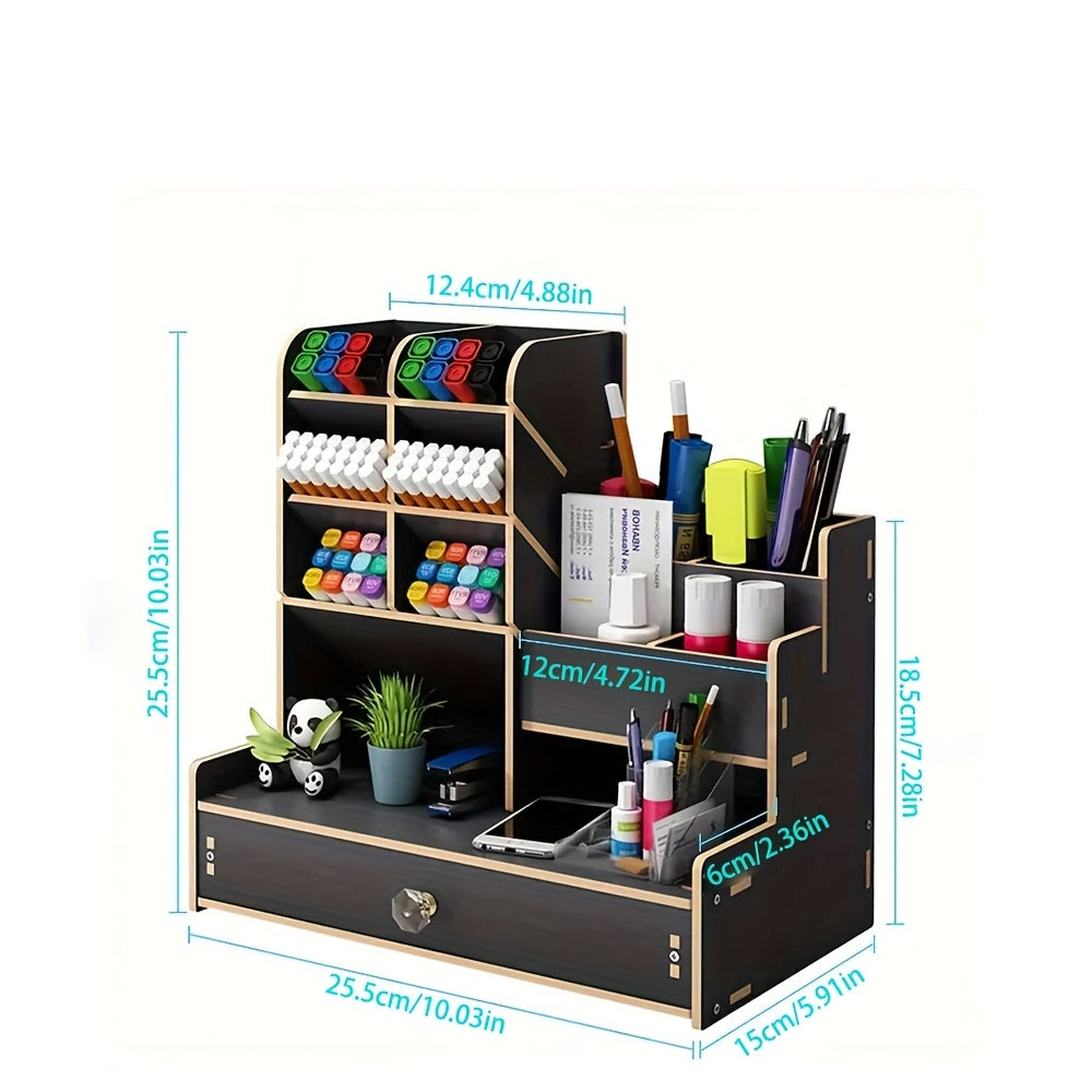 Organizzatore da Scrivania in Bambù Spazioso con Cassetto – Organizza il Tuo Spazio di Lavoro in Modo Efficiente e Stile