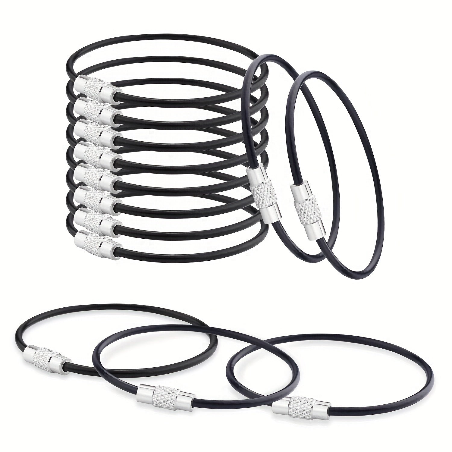 Set di Portachiavi in Cavo d'Acciaio – Portachiavi Resistenti per Viaggi e Attività all'Aperto