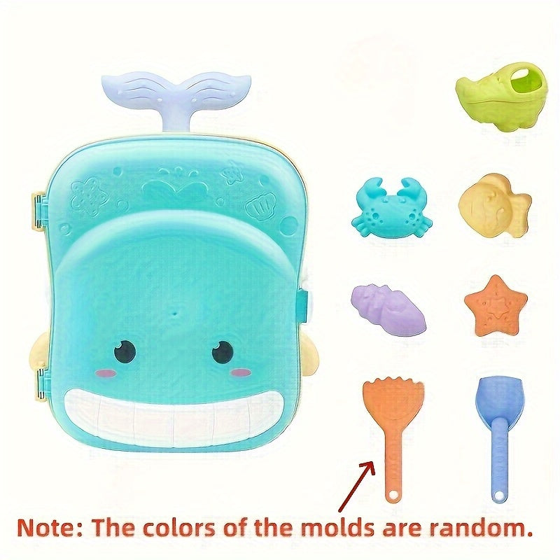 Set di Giocattoli da Spiaggia a Tema Balena per Bambini – Valigia da 8 Pezzi