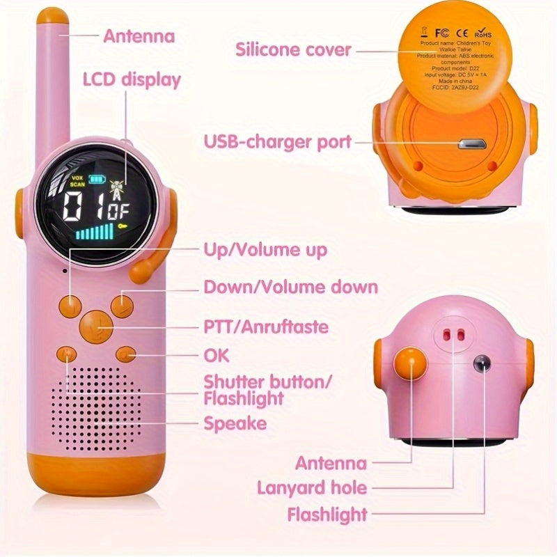 Set di Walkie-Talkie per Bambini – Portata di 3 Miglia e Batteria Ricaricabile