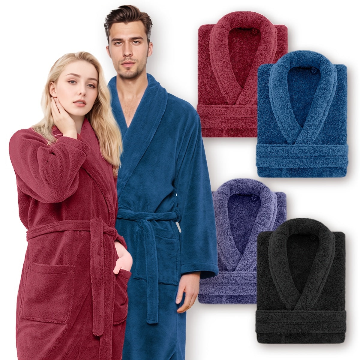 Accappatoio di Lusso Unisex in Pile Corallo – Ultra Morbido e Caldo per il Tuo Comfort
