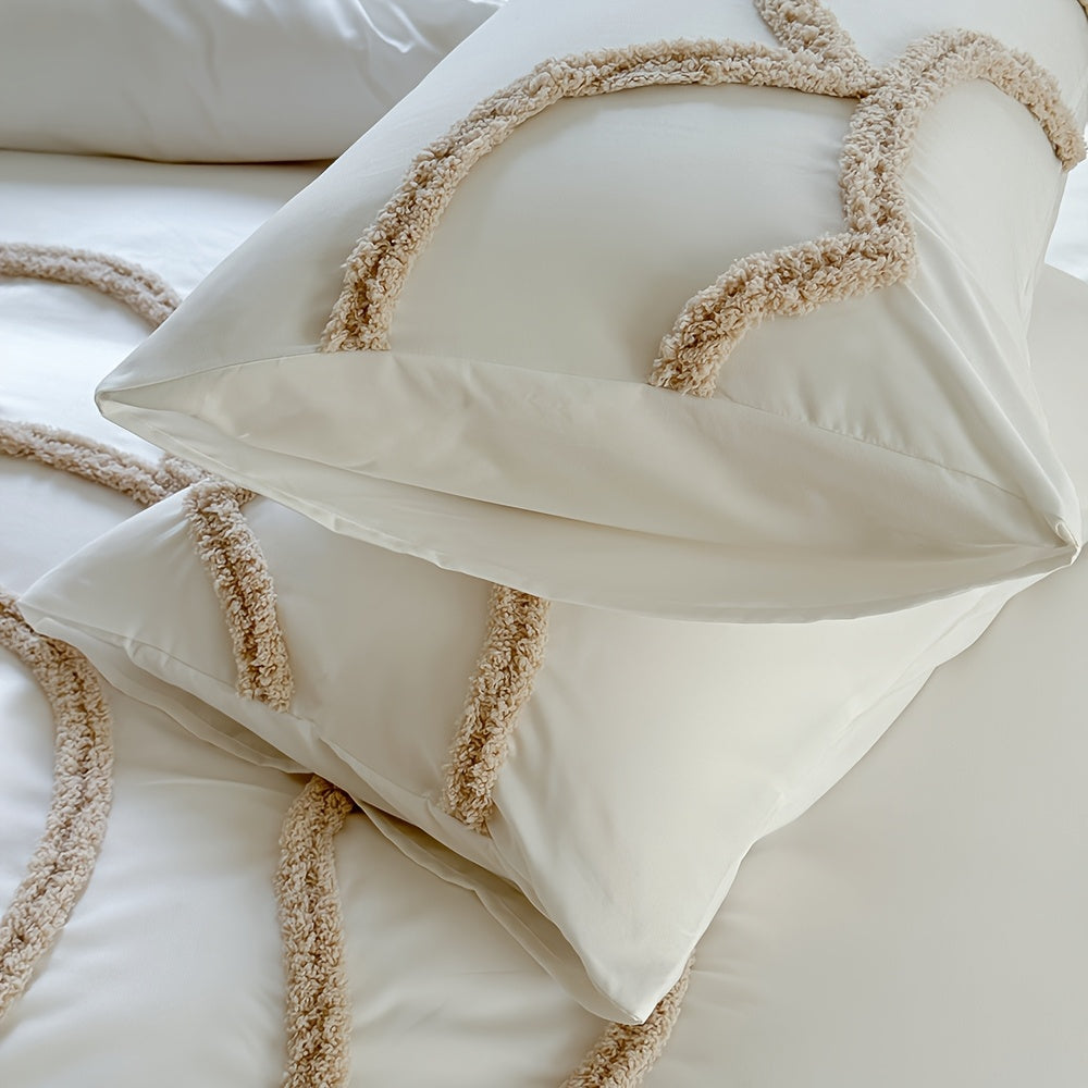 Set di Biancheria da Letto Trapuntato – Copriletto e Federe con Design di Grande Fiore