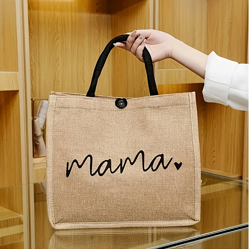 Borsa in Juta Elegante con Stampa "Mamma" – Sostenibile e Pratica per la Festa della Mamma